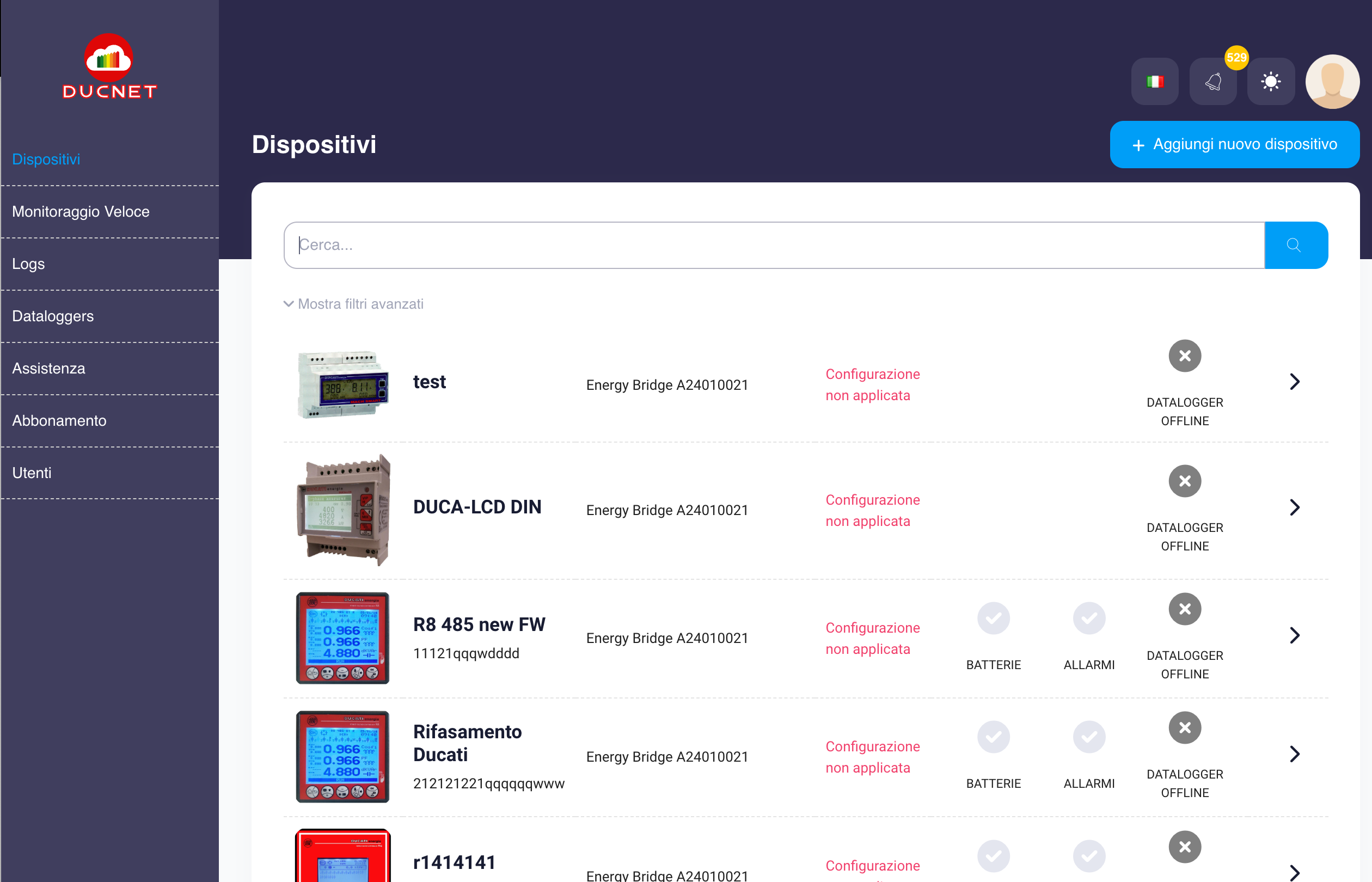 DUCNET — device list